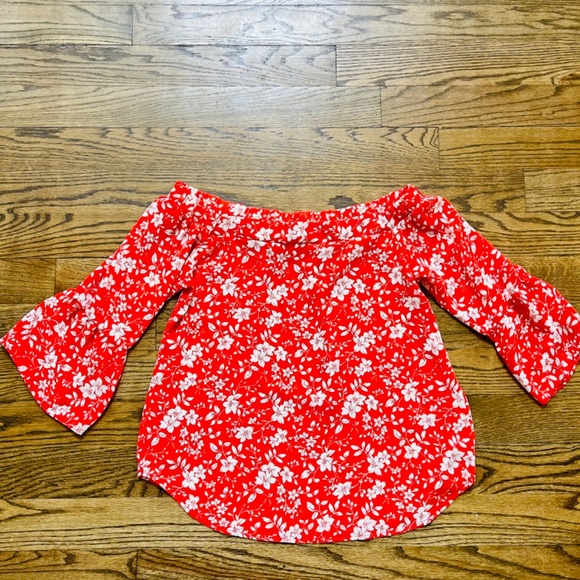Verse Off-Shoulder Floral Top | Coral & White | Size Large | Pristine Condition - Picture 5 of 5